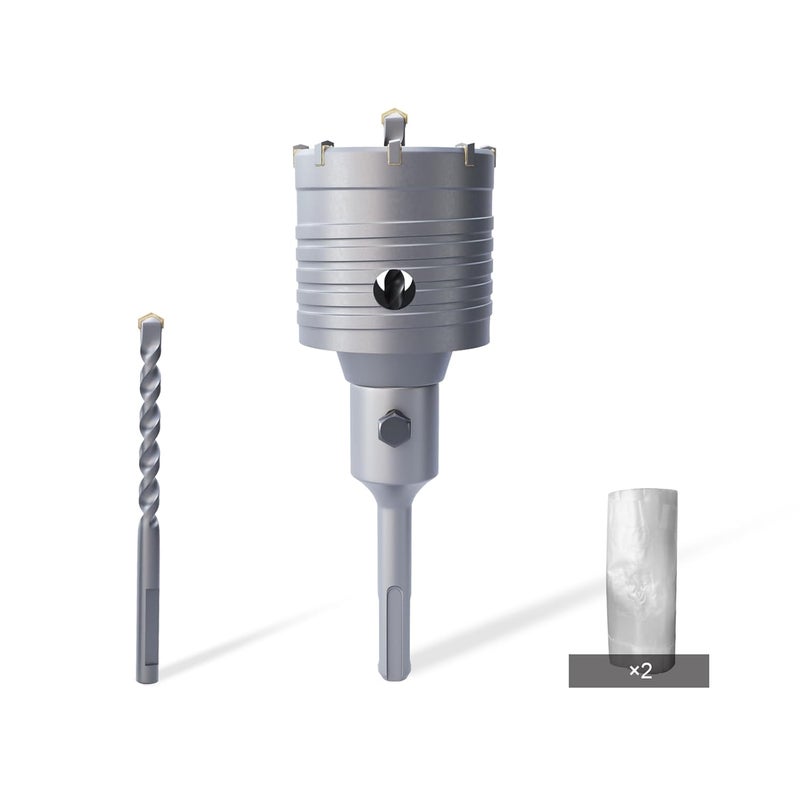 65mm(2-35/64") Concrete Hole Saw Kit with SDS Plus Shank, Gift with 5pcs Dust Catcher, Hole Saw Cutter for Brick|Concrete| Cement |Stone.